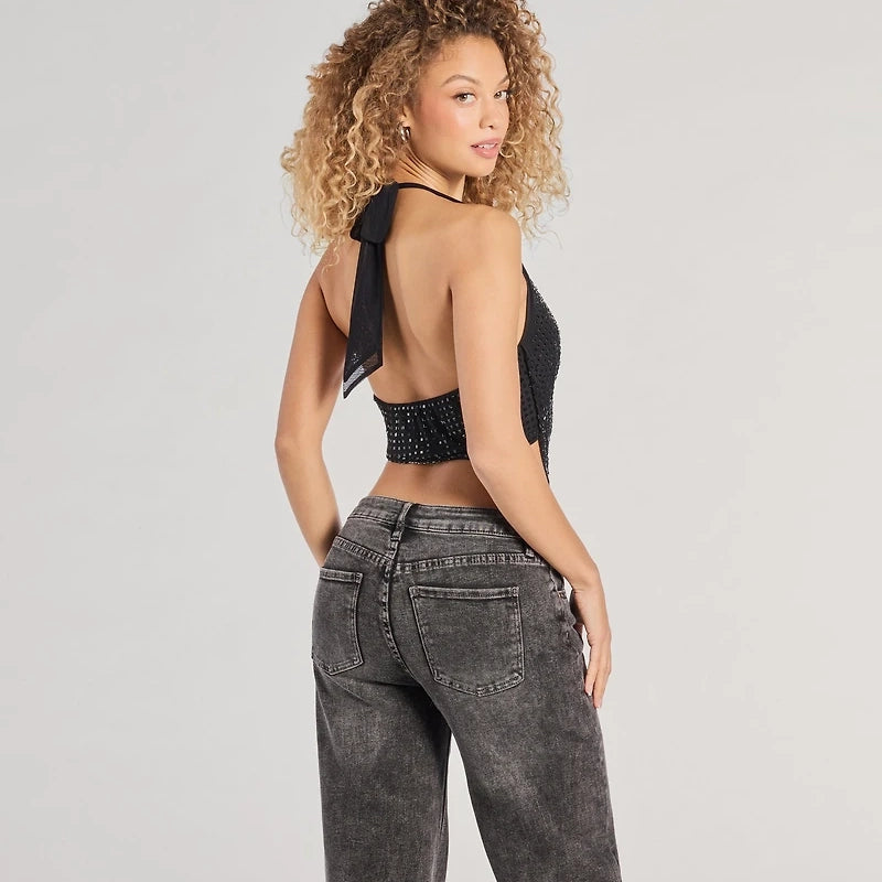 Rhinestone Halter Top