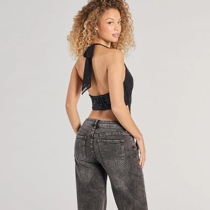 Rhinestone Halter Top